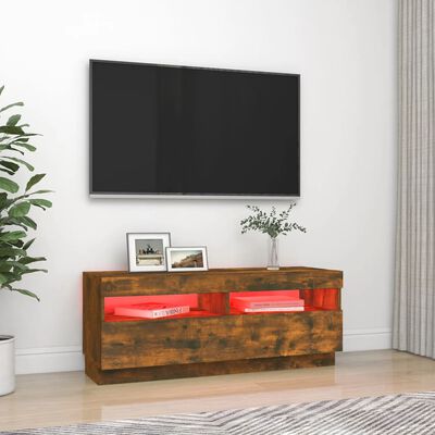 vidaXL TV-Schrank mit LED-Leuchten Räuchereiche 100x35x40 cm