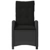 vidaXL Gartensessel Verstellbar mit Kissen Schwarz Poly Rattan