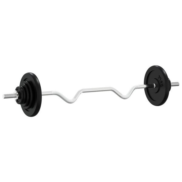 vidaXL Langhantel mit Hantelscheiben 30 kg Gusseisen & Stahl verchromt