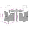 vidaXL 5-tlg. Garten-Essgruppe mit Kissen Schwarz Poly Rattan