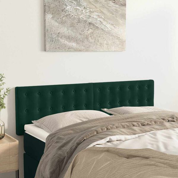 vidaXL Kopfteile 2 Stk. Dunkelgr&uuml;n 72x5x78/88 cm Samt