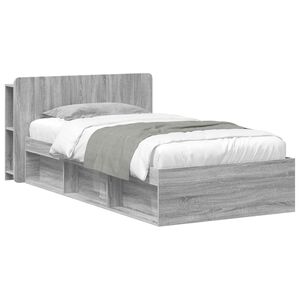 vidaXL Bettgestell mit Stauraum Grau Sonoma 100 x 200 cm Holzwerkstoff