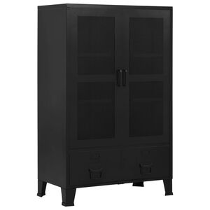vidaXL B&uuml;roschrank mit Maschengittert&uuml;ren Industriell 75&times;40&times;120 cm Stahl