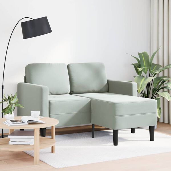 vidaXL 2-Sitzer-Sofa mit Chaiselongue L-Form Hellgrau 125 cm Samt