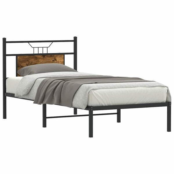 vidaXL Bettgestell ohne Matratze R&auml;uchereiche 75x190 cm Holzwerkstoff