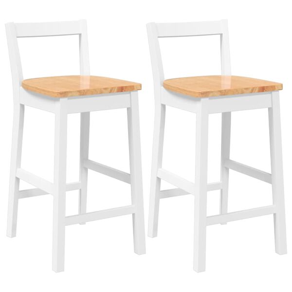 vidaXL Barhocker 2 Stk. Weiß Massivholz Gummibaum