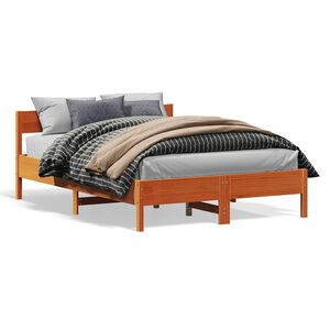 vidaXL Massivholzbett ohne Matratze Wachsbraun 120x200 cm Kiefernholz