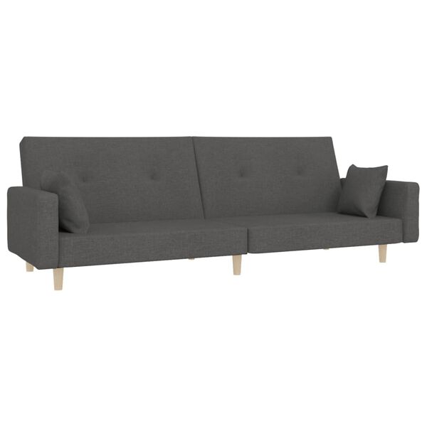 vidaXL Schlafsofa 2-Sitzer mit Fu&szlig;hocker Dunkelgrau Stoff