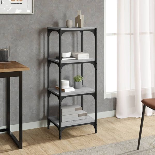 vidaXL B&uuml;cherregal Grau Sonoma 40x33x100 cm Holzwerkstoff und Stahl
