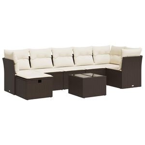 vidaXL 7-tlg. Garten-Sofagarnitur mit Kissen Braun Poly Rattan