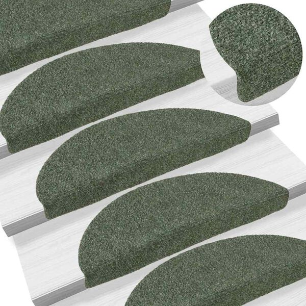 vidaXL Stufenmatten Selbstklebend 5 Stk. 56x17x3 cm Gr&uuml;n Halbrund