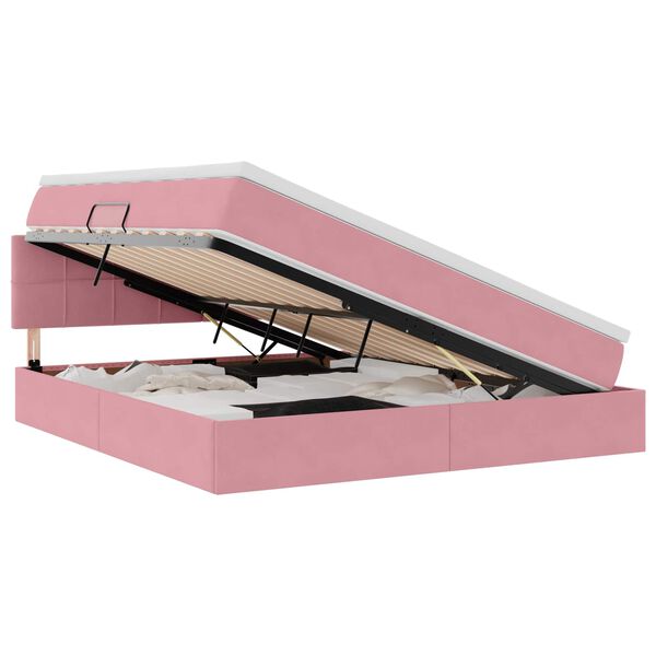 vidaXL Aufbewahrungsbett mit Matratze Rosa 160 x 200 cm Samt