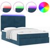 vidaXL Ottoman-Bett mit Matratzen & LEDs Dunkelblau 140x190 cm Samt