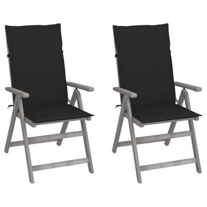 vidaXL Verstellbare Gartenst&uuml;hle 2 Stk. mit Auflagen Massivholz Akazie