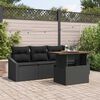 vidaXL Garten-Sofa-Set mit Kissen 5 pcs Schwarz Poly Rattan