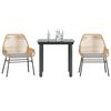 vidaXL 3-tlg. Garten-Essgruppe mit Kissen Braun Poly Rattan Glas