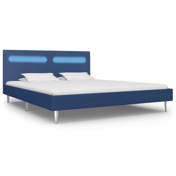 vidaXL Bettgestell mit LED Blau Stoff 160 x 200 cm