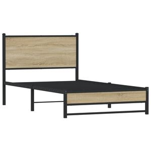 vidaXL Metallbett ohne Matratze Sonoma-Eiche 100x190 cm