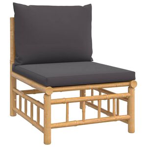 vidaXL Garten-Mittelsofa mit Dunkelgrauen Kissen Bambus