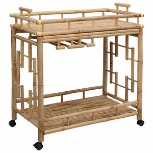 vidaXL Weintrolley mit R&auml;dern Natur 85 x 50 x 93 cm Bambus