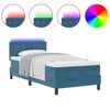 vidaXL LED Boxspringbett mit Matratze Dunkelblau 90 x 190 cm Samt