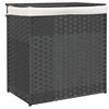 vidaXL W&auml;schekorb mit 2 F&auml;chern Grau 53x35x57 cm Poly Rattan