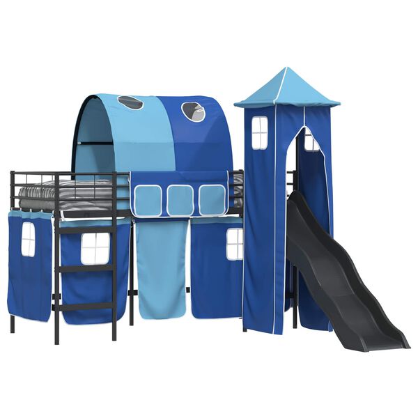 vidaXL Kinderloftbett Schwarz und Blau 74,5 x 190 cm Metall