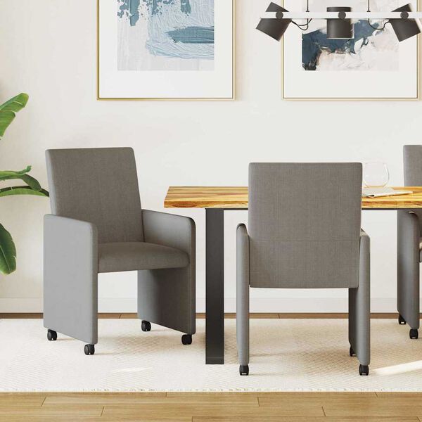 vidaXL Esszimmerst&uuml;hle mit Rollen 2 pcs Hellgrau 57 x 66 x 94 cm