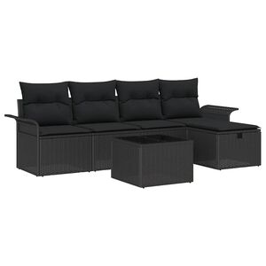 vidaXL Gartensofa-set 6 Stk. Schwarz Poly-Rattan