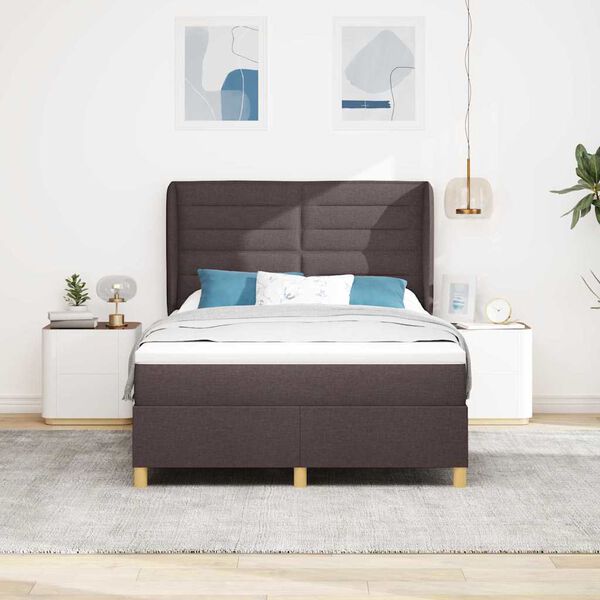 vidaXL Boxspringbett mit Matratze Dunkelgrau 90x190 cm Dunkelbraun