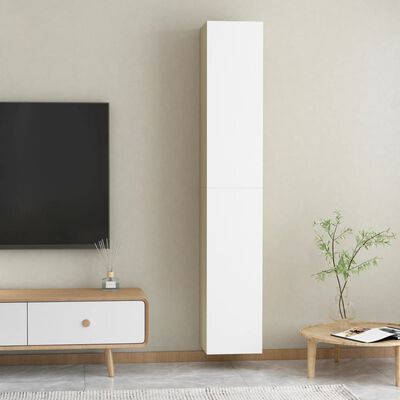 vidaXL TV-Schränke 2 Stk. Weiß Sonoma-Eiche 30,5x30x90cm Holzwerkstoff