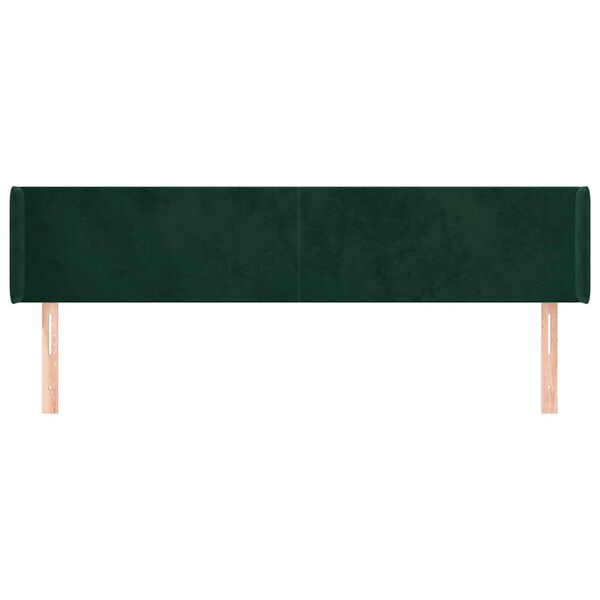 vidaXL Kopfteil mit Ohren Dunkelgr&uuml;n 183x16x78/88 cm Samt