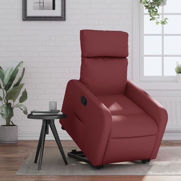 vidaXL Relaxsessel mit Aufstehhilfe Weinrot Kunstleder