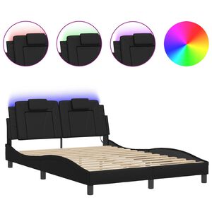 vidaXL Bettgestell "Viana" mit LED ohne Matratze Schwarz 140x200 cm