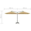 vidaXL Doppel-Sonnenschirm mit Stahl-Mast 600x300 cm Taupe