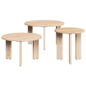 vidaXL Couchtisch 3 stk. Natur 47,5 x 47,5 x 27 cm Massivholz Kiefer