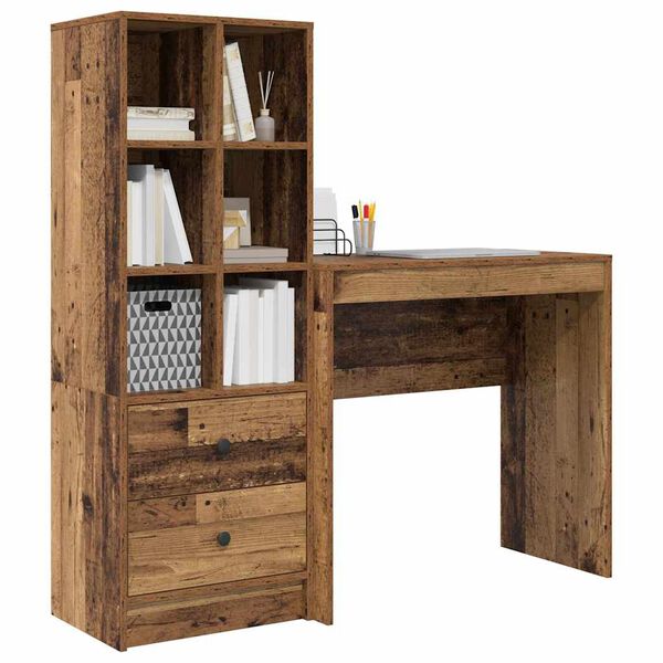 vidaXL Schreibtisch mit Schubladen 2 pcs Altholz