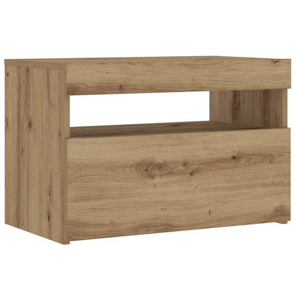 vidaXL Nachttisch mit LED-Leuchten Artisan-Eiche 60x35x40 cm