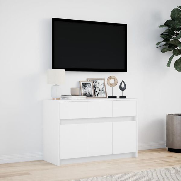 vidaXL TV-Schrank mit LED-Beleuchtung Wei&szlig; 91x34x61 cm Holzwerkstoff