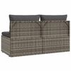 vidaXL Gartensofa 2-Sitzer mit Kissen Grau Poly Rattan