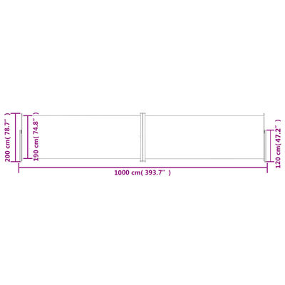 vidaXL Seitenmarkise Ausziehbar Blau 200x1000 cm