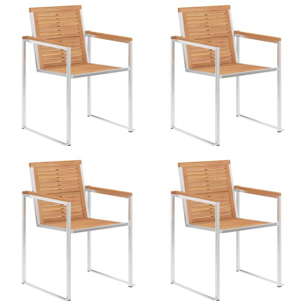 vidaXL Gartenst&uuml;hle 4 Stk. mit Kissen Massivholz Teak
