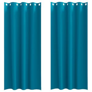 vidaXL Verdunkelungs-Vorh&auml;nge mit Ringen 2 stk. T&uuml;rkis 260 x 140 cm