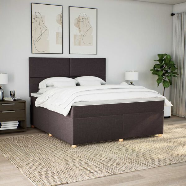vidaXL Boxspringbett mit Matratze Dunkelbraun 180x200 cm Stoff