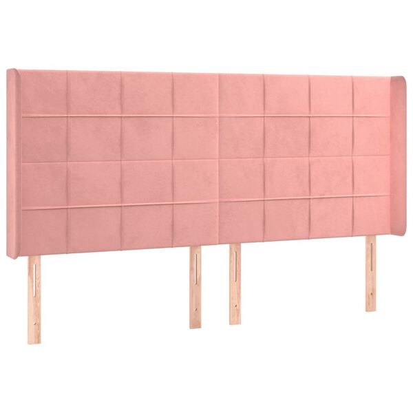 vidaXL Kopfteil mit Ohren Rosa 163x16x118/128 cm Samt