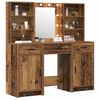 vidaXL Schminktischset mit LED mit Regal 3 pcs Altholz Holzwerkstoff