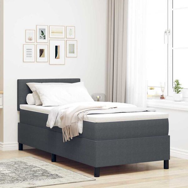 vidaXL Boxspringbett Dunkelgrau und Wei&szlig; 90 x 200 cm Cordstoff