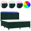 vidaXL Boxspringbett mit Matratze & LED Dunkelgr&uuml;n 180x200 cm Samt