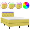 vidaXL Boxspringbett mit Matratze & LED Gr&uuml;n 120x200 cm Stoff