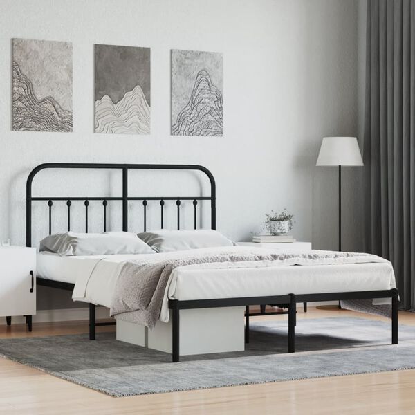 vidaXL Bettgestell mit Kopfteil Metall Schwarz 140x200 cm